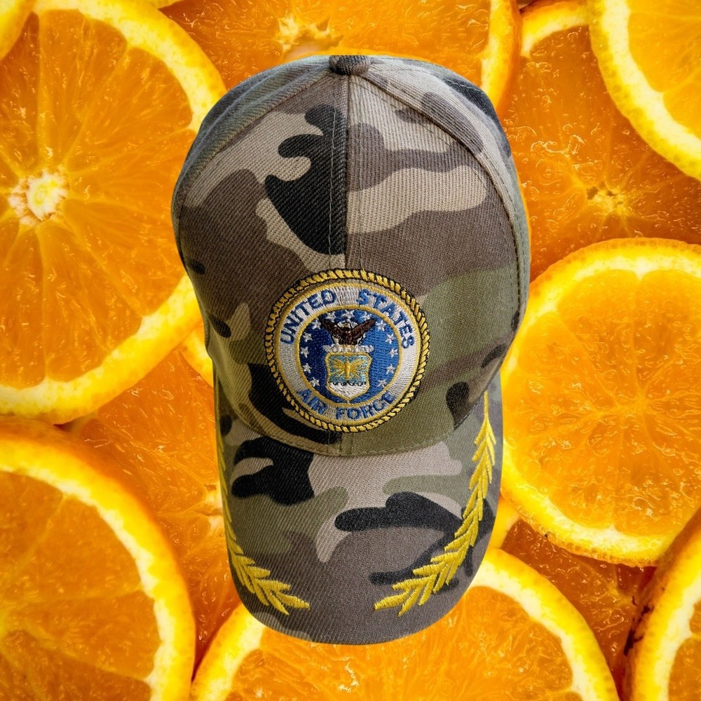 US Air Force Camouflage Baseball Cap Embroidered Laurel Leaves Military Hat OSFM